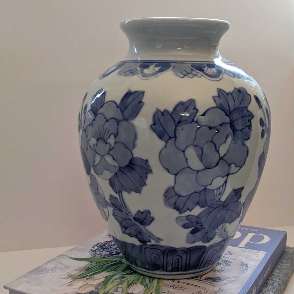 Blue and White Floral Vase